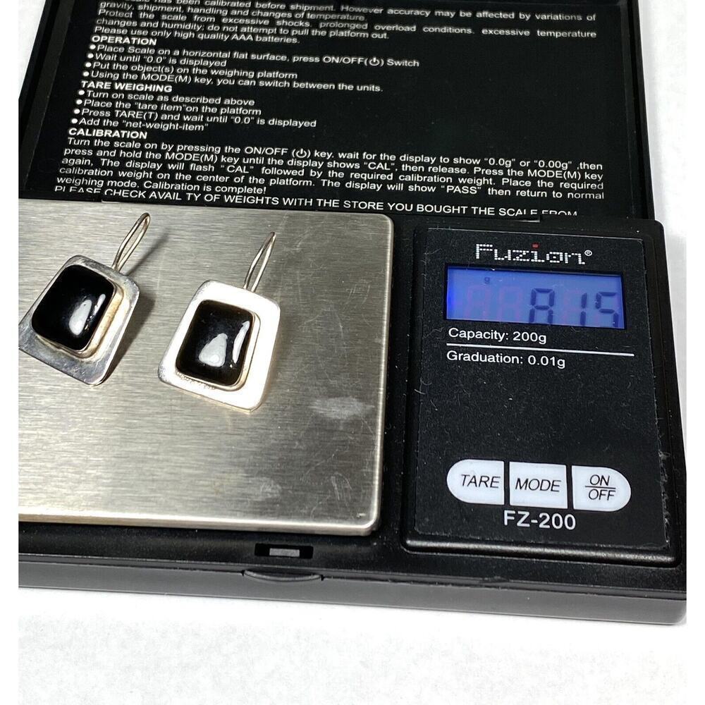 925 ATI Mexico Earrings Sterling Silver Black Onyx Art Deco Vintage 8.15g - Picture 9 of 9
